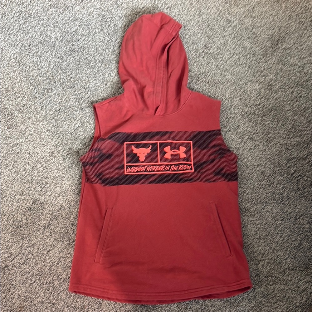 Under Armour Project Rock Kids Large Red Sleeveless Hoodie